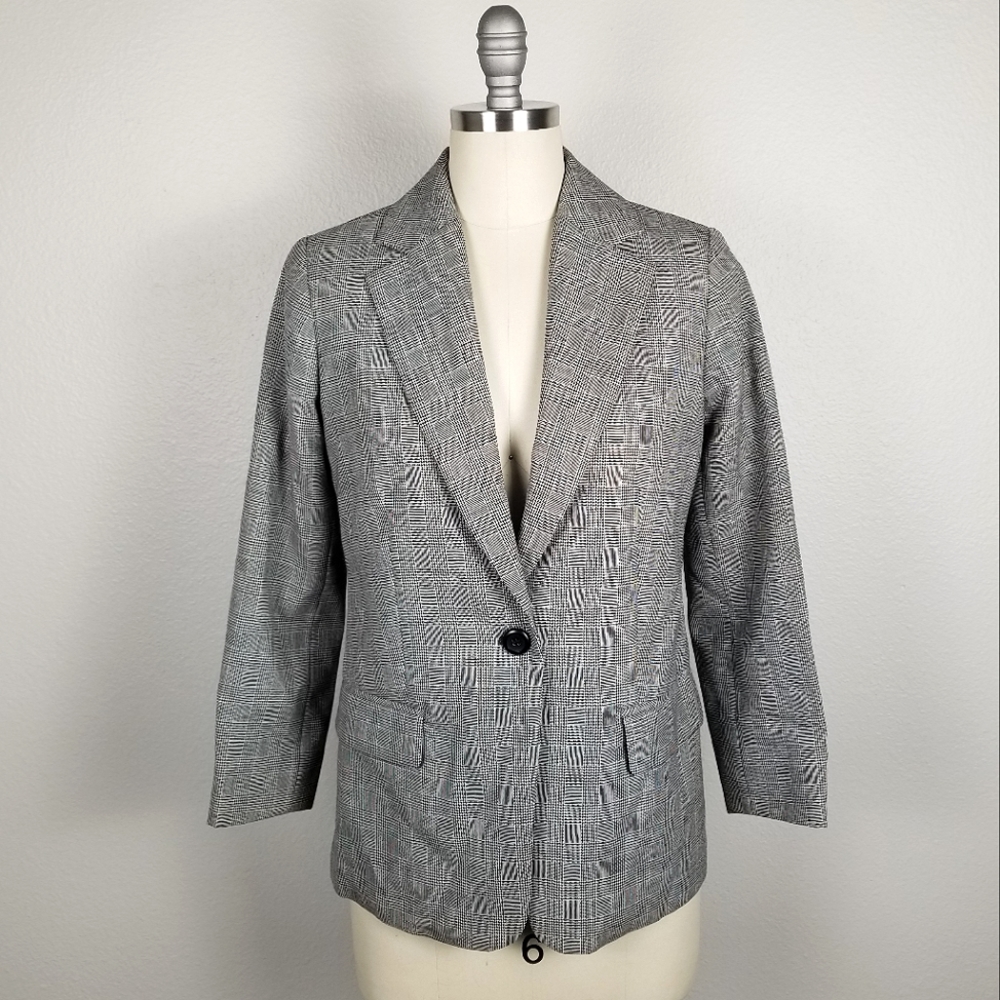 Pendleton Microplaid Schoolboy Academia Wool Career Office Grey Blazer Size 6P